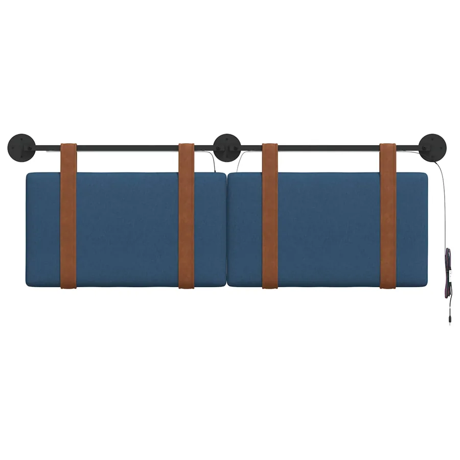 Tête de lit suspendue Avec lumière LED Bleu PU antique - 6