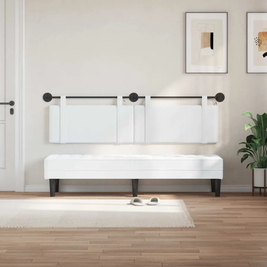 Tête de lit suspendue Avec lumière LED Blanc Tissu - 3
