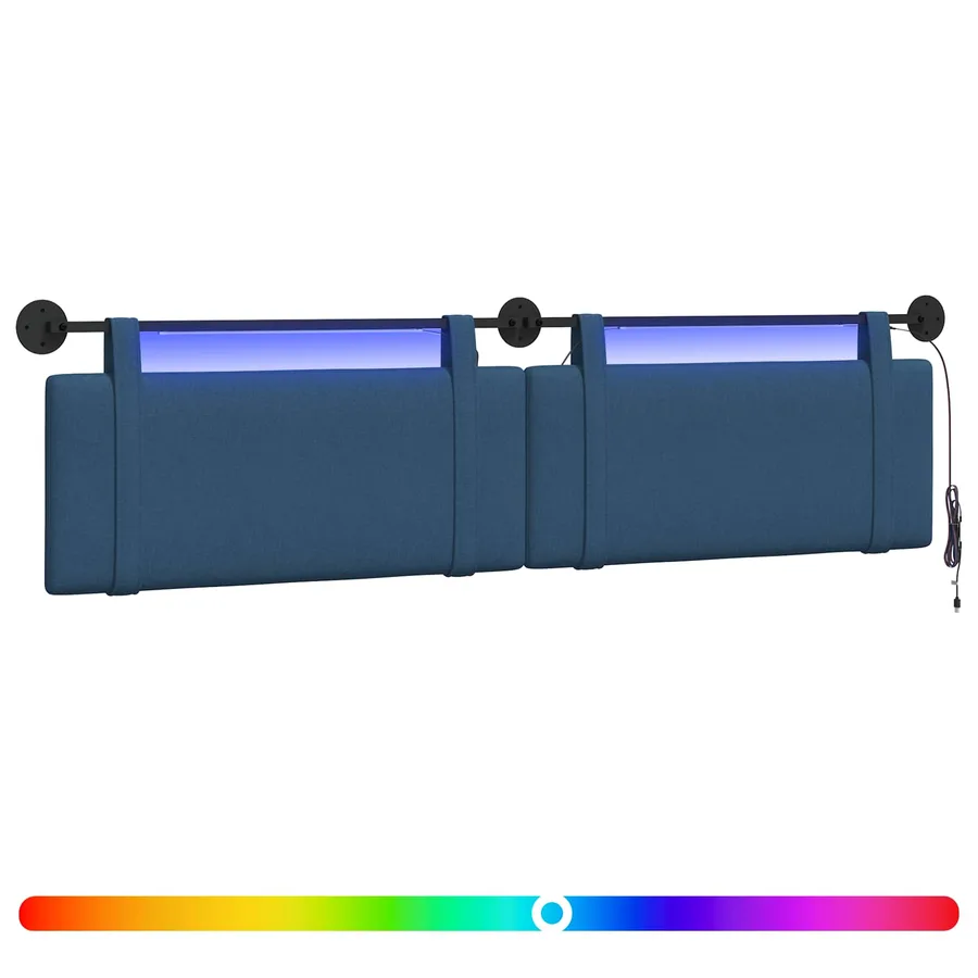 Tête de lit suspendue Avec lumière LED Bleu Tissu - 2