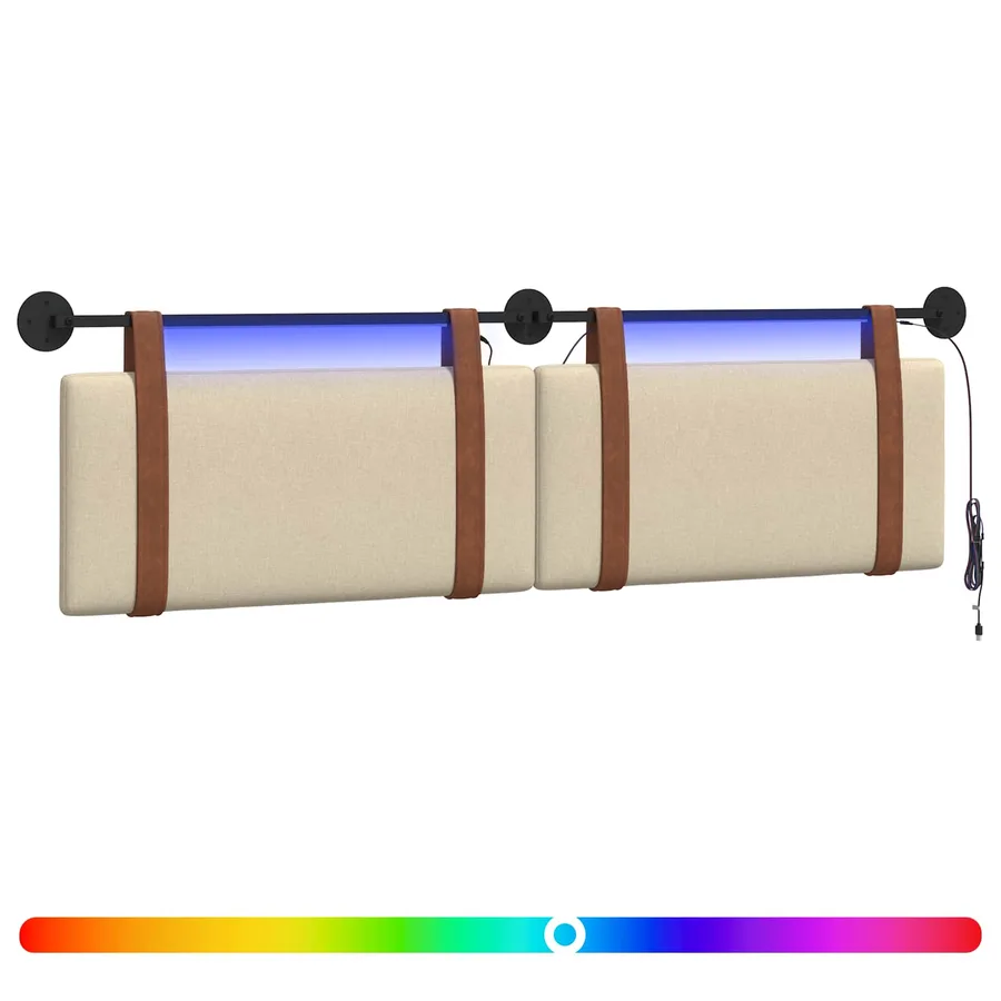 Tête de lit suspendue Avec lumière LED Crème PU antique - 2