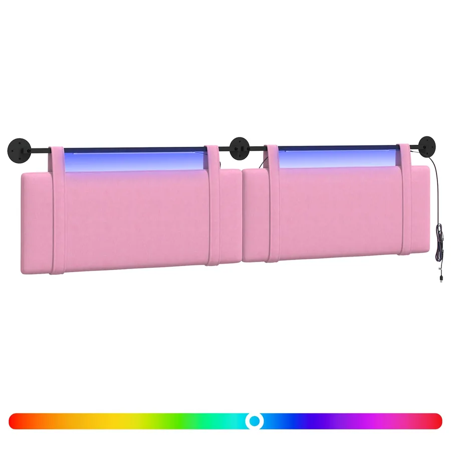 Tête de lit suspendue Avec lumière LED Rose Tissu - 2