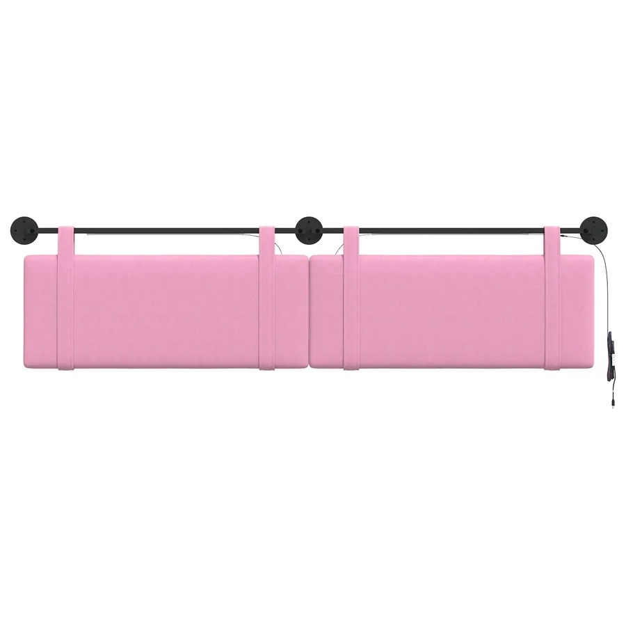 Tête de lit suspendue Avec lumière LED Rose Tissu - 6