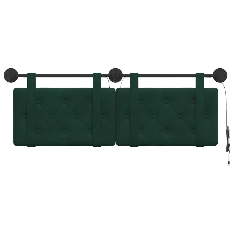 Tête de lit suspendue Avec lumière LED Vert foncé Velours - 6