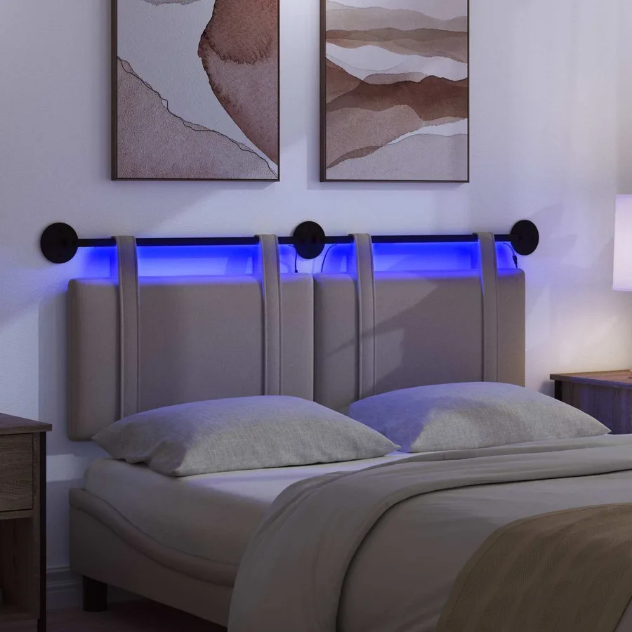 Tête de lit suspendue Avec lumière LED Taupe Tissu - 5