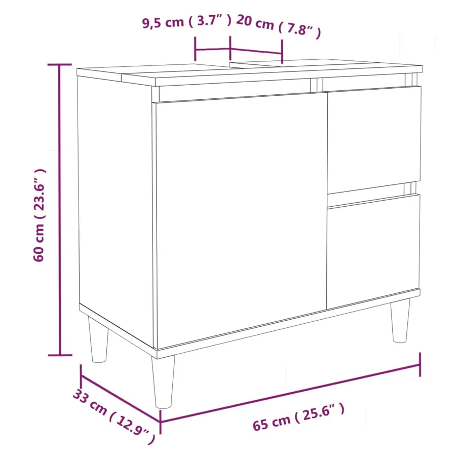 Ensemble d'armoires salle de bain 3 pcs blanc bois d'ingénierie - 9