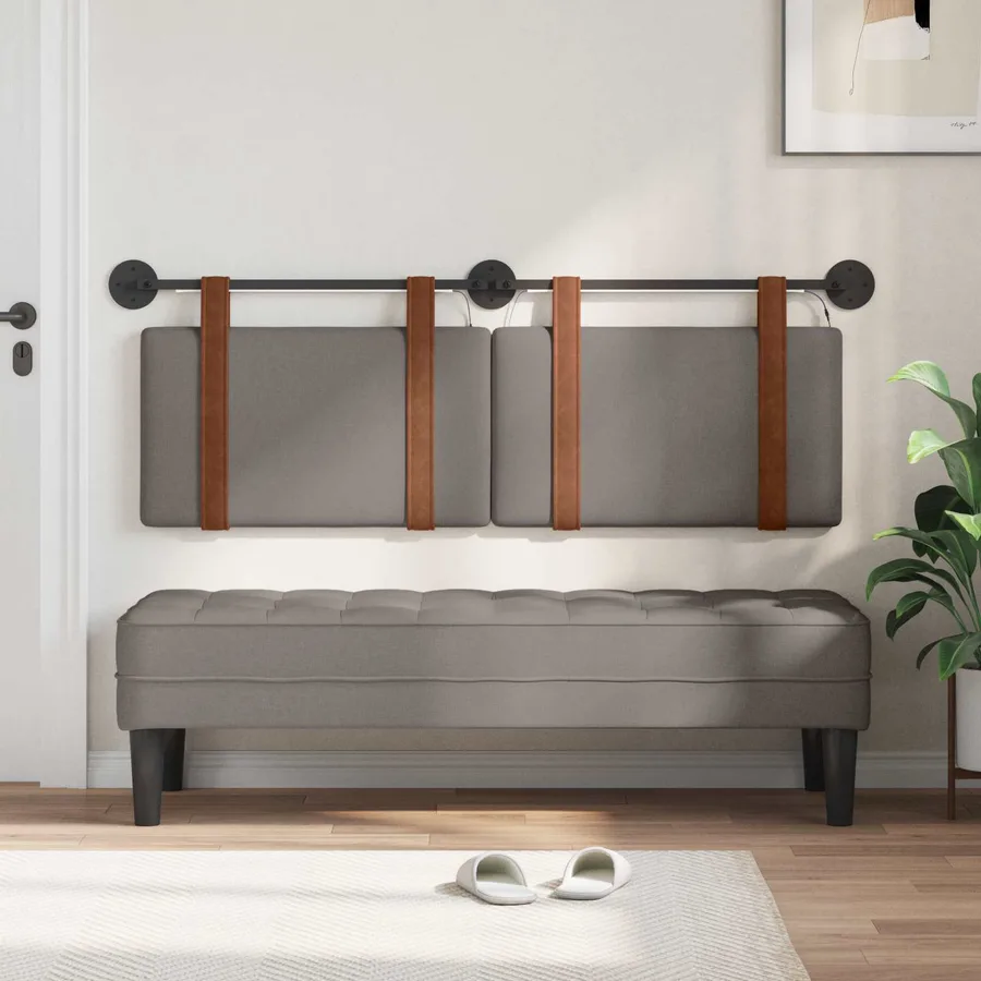 Tête de lit suspendue Avec lumière LED Taupe PU antique - 3