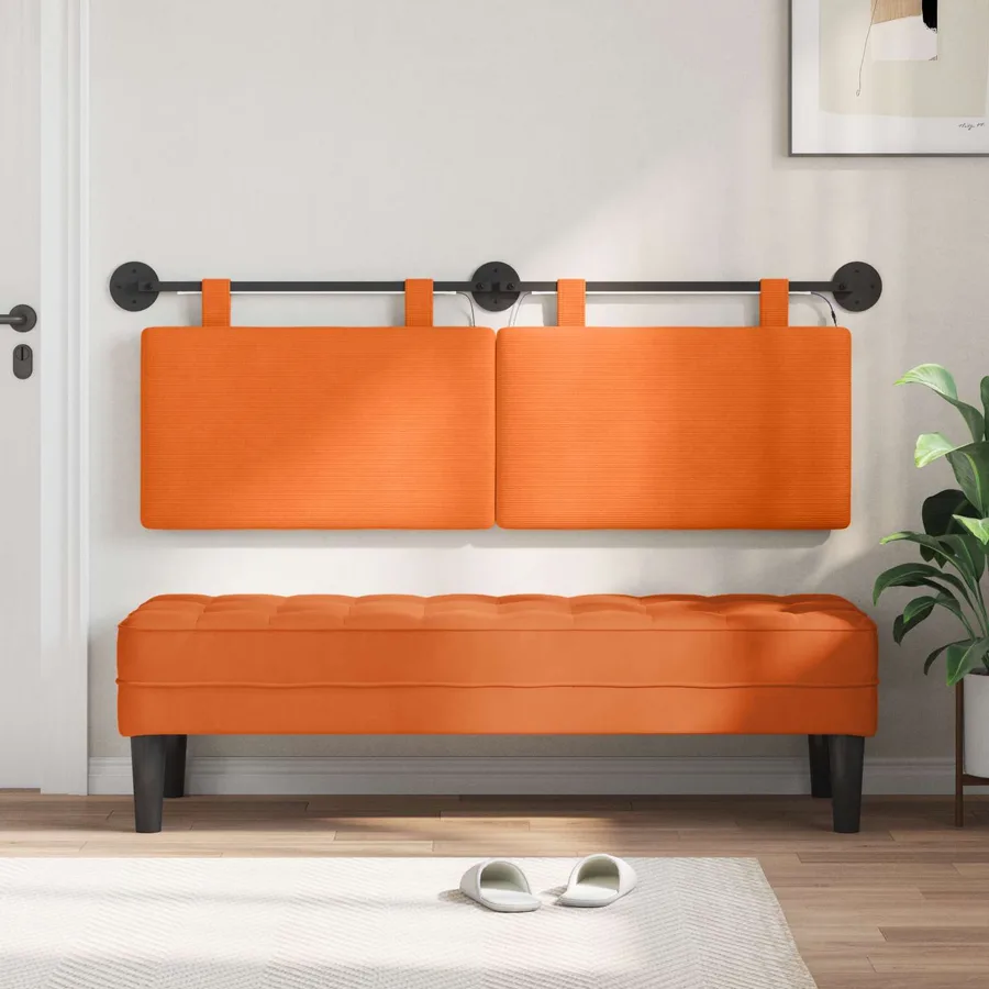 Tête de lit suspendue Orange Tissu en velours côtelé - 3
