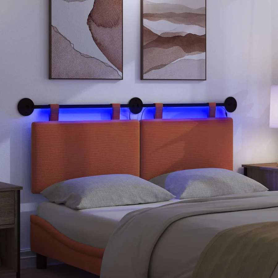 Tête de lit suspendue Orange Tissu en velours côtelé - 5