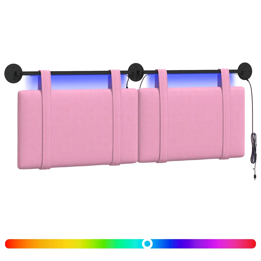 Tête de lit suspendue Avec lumière LED Rose Tissu - 2