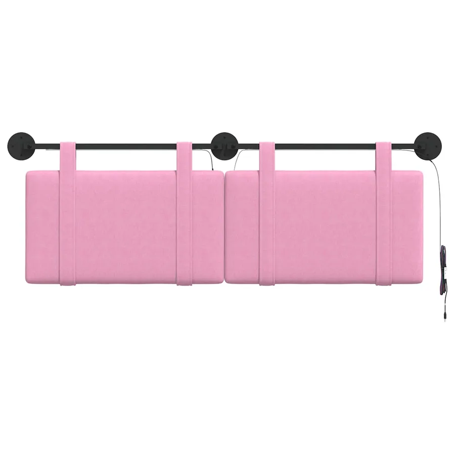 Tête de lit suspendue Avec lumière LED Rose Tissu - 6