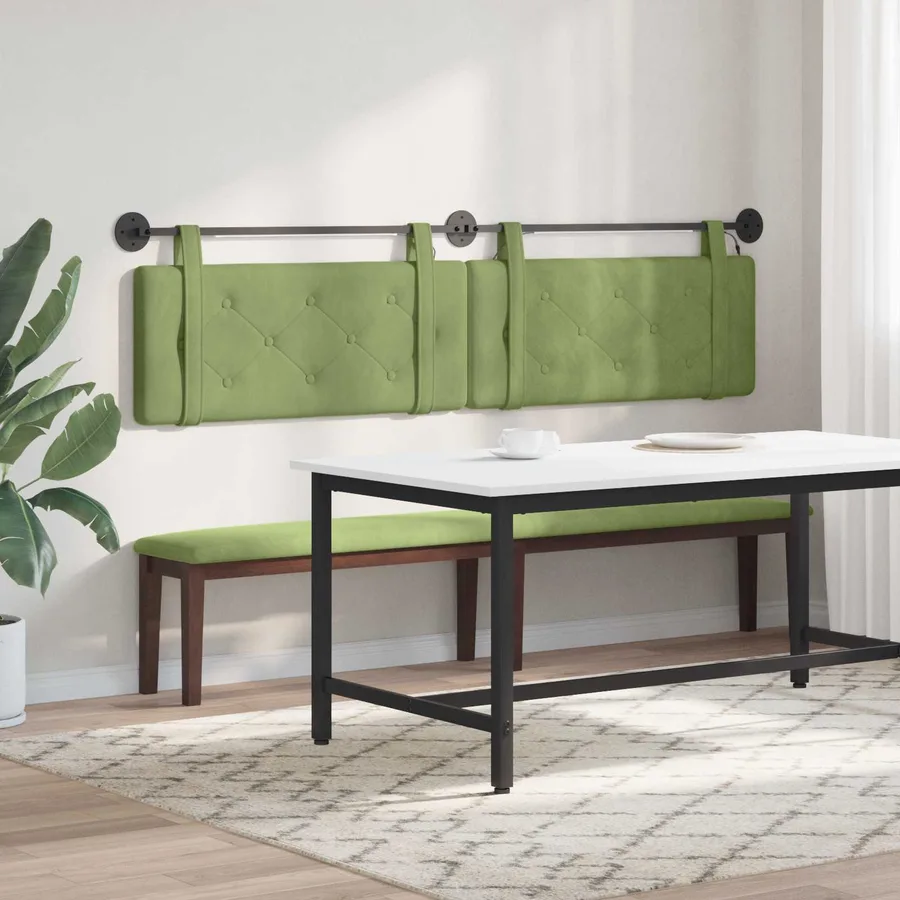 Tête de lit suspendue Avec lumière LED Vert clair Velours - 4