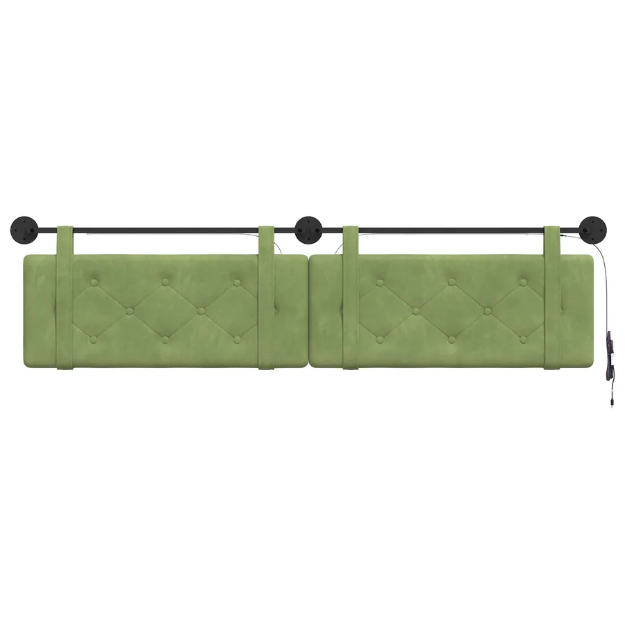 Tête de lit suspendue Avec lumière LED Vert clair Velours - 6