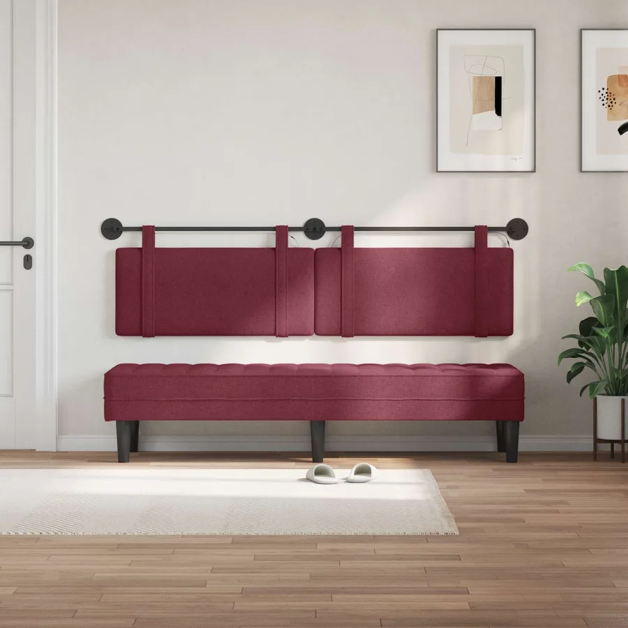 Tête de lit suspendue Avec lumière LED Bordeaux Tissu - 3