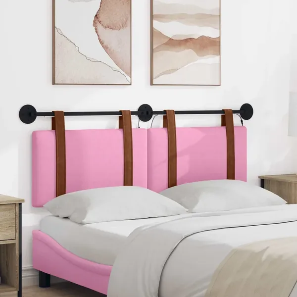 Tête de lit suspendue Avec lumière LED Rose PU antique