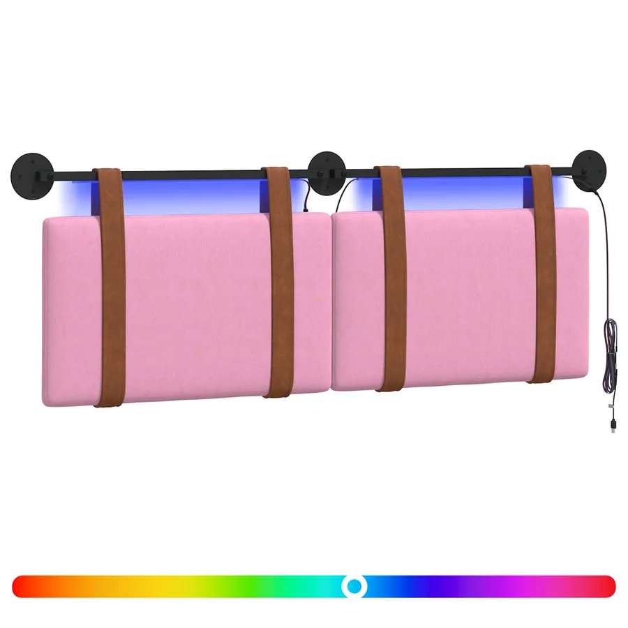 Tête de lit suspendue Avec lumière LED Rose PU antique - 2
