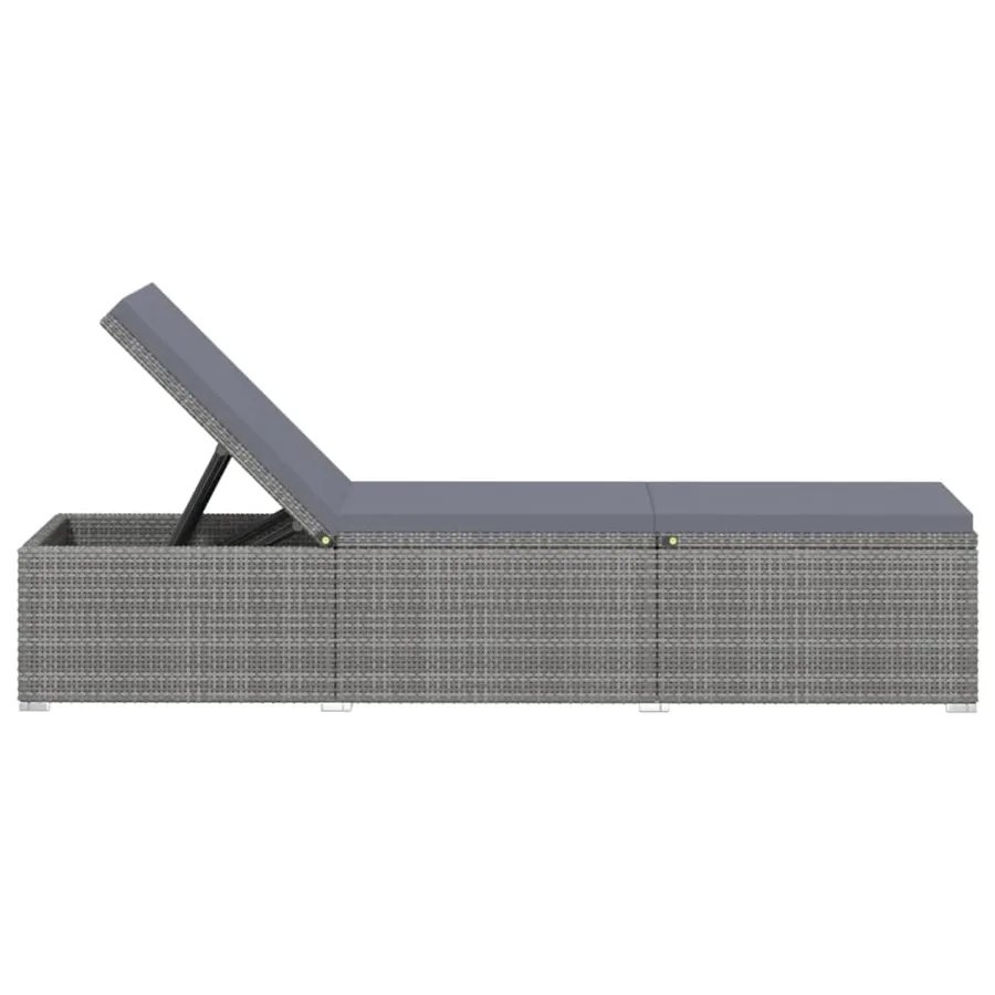 Chaises longues de jardin table à thé 3 pcs Résine tressée Noir - 19