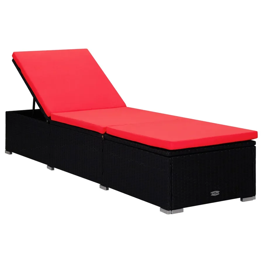 Chaises longues de jardin table à thé 3 pcs Résine tressée Noir - 30