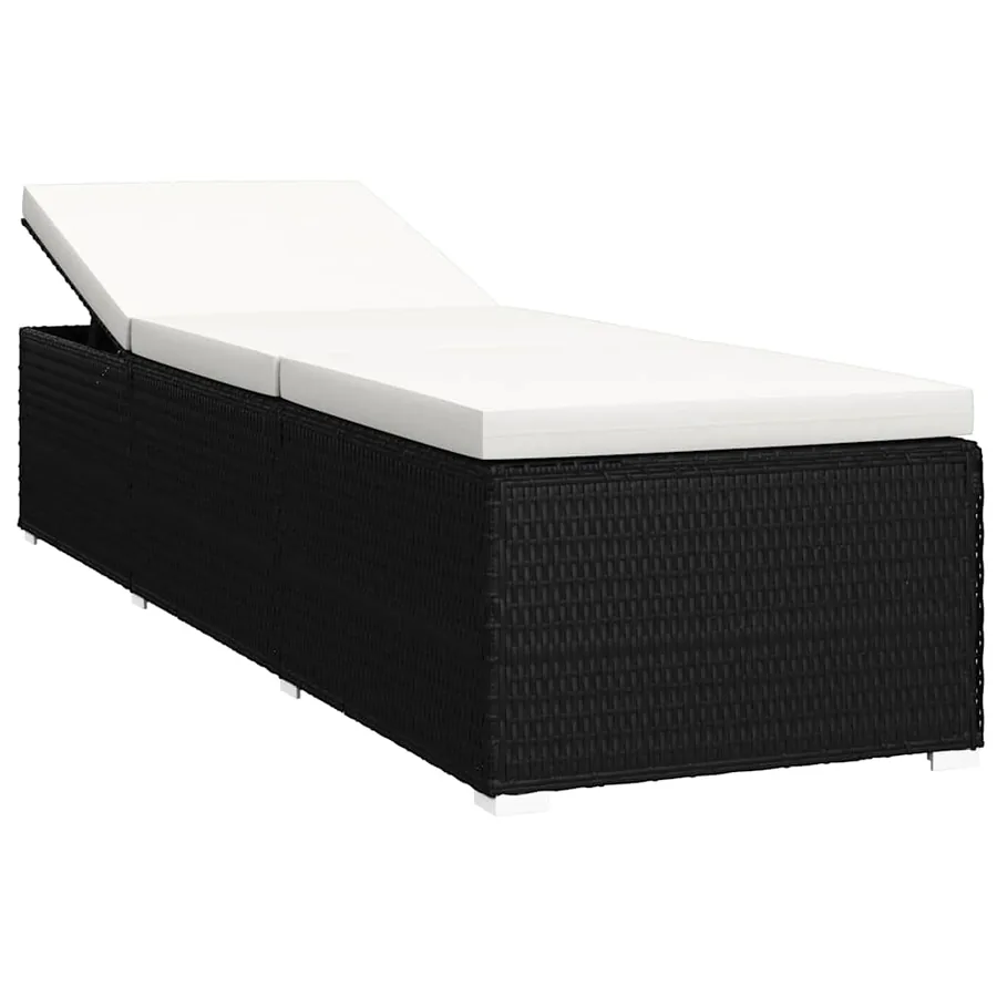 Chaises longues de jardin table à thé 3 pcs Résine tressée Noir - 4