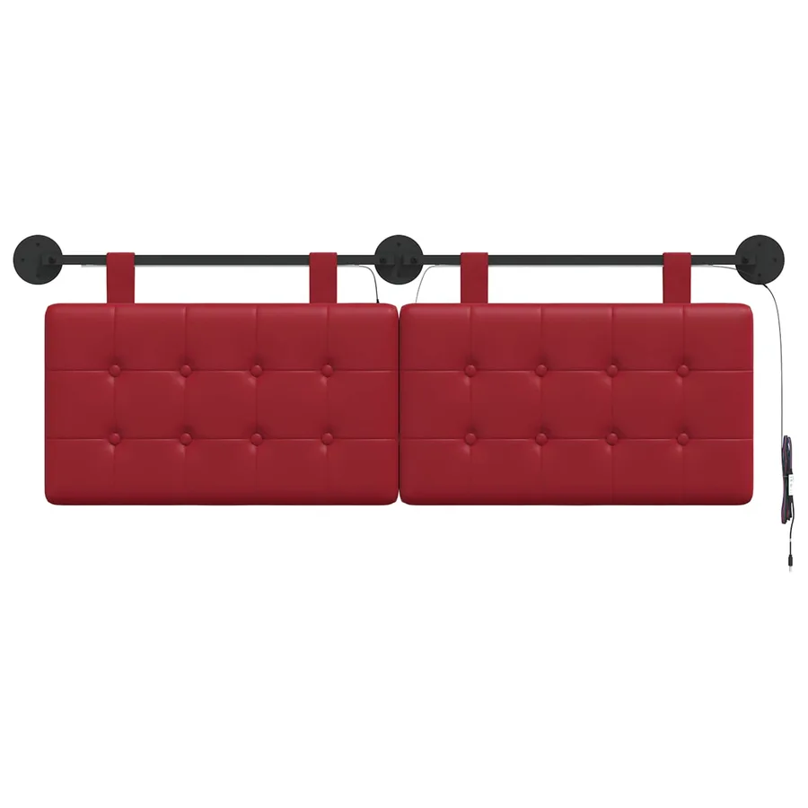 Tête de lit suspendue Avec lumière LED Bordeaux Simili cuir - 6