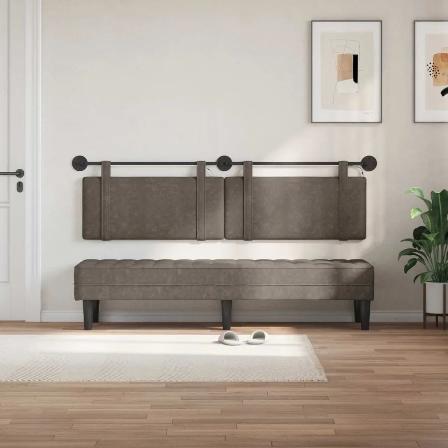Tête de lit suspendue Avec lumière LED Gris PU antique - 3