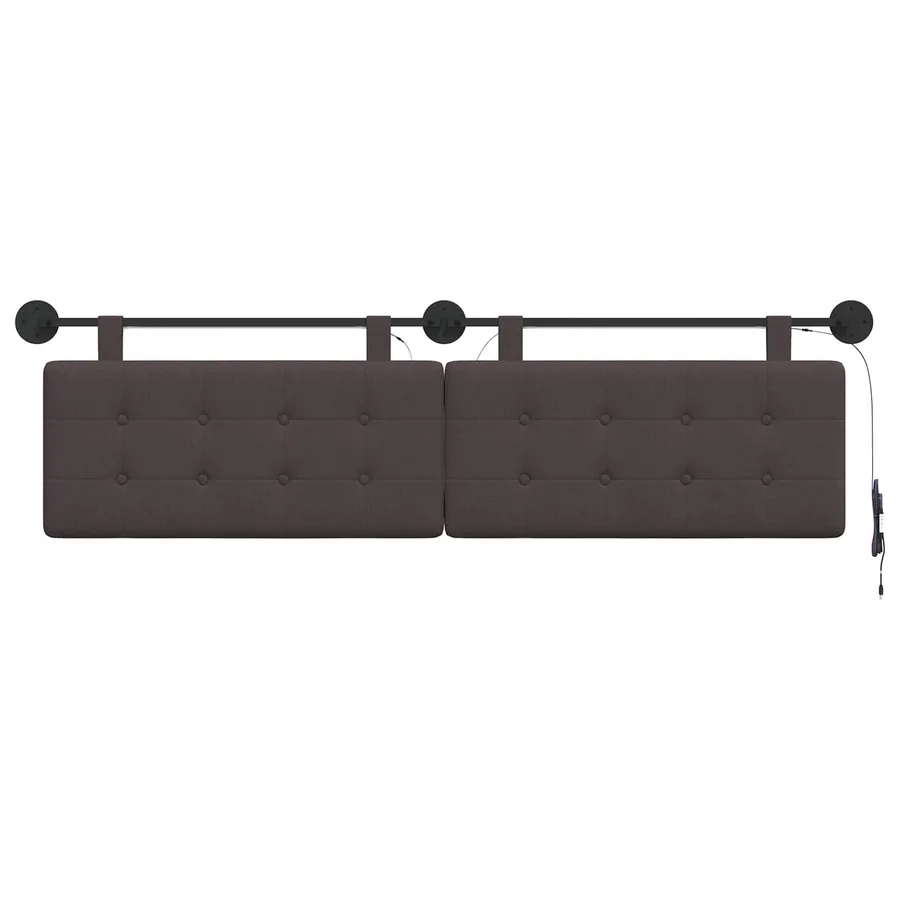 Tête de lit suspendue Avec lumière LED Marron foncé Tissu - 6