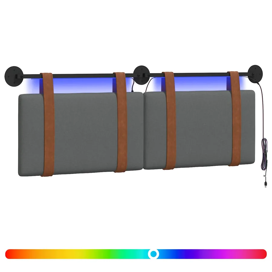 Tête de lit suspendue Avec lumière LED Gris foncé PU antique - 2