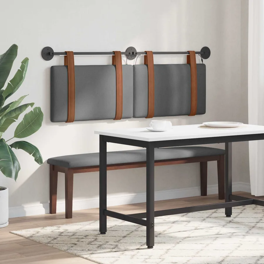 Tête de lit suspendue Avec lumière LED Gris foncé PU antique - 4
