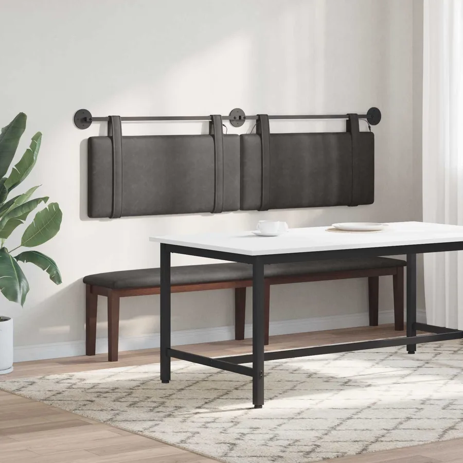 Tête de lit suspendue Avec lumière LED Noir PU antique - 4