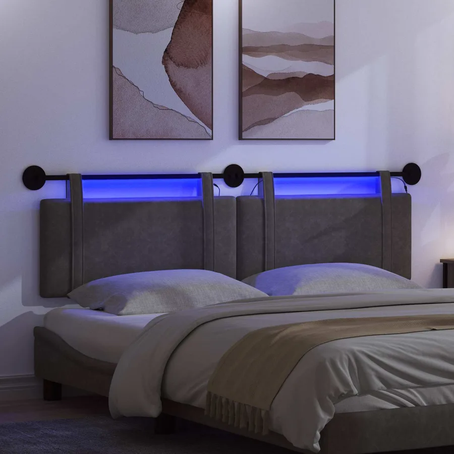Tête de lit suspendue Avec lumière LED Noir PU antique - 5