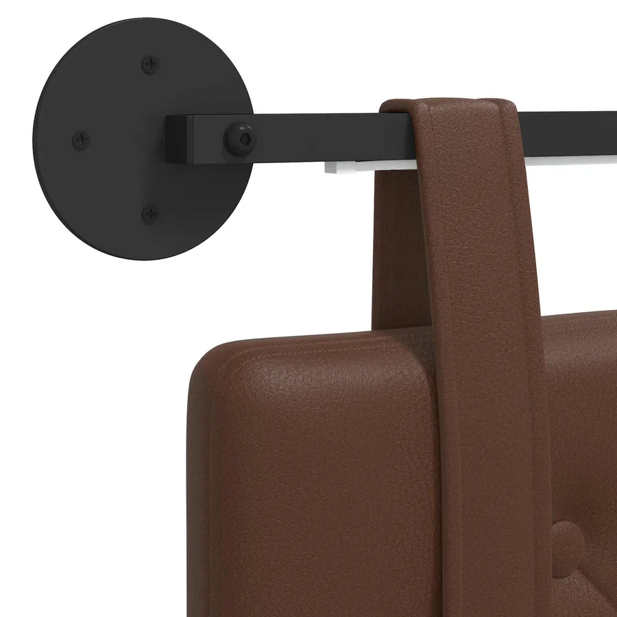 Tête de lit suspendue Avec lumière LED Marron Simili cuir - 10