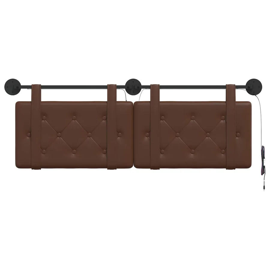 Tête de lit suspendue Avec lumière LED Marron Simili cuir - 6