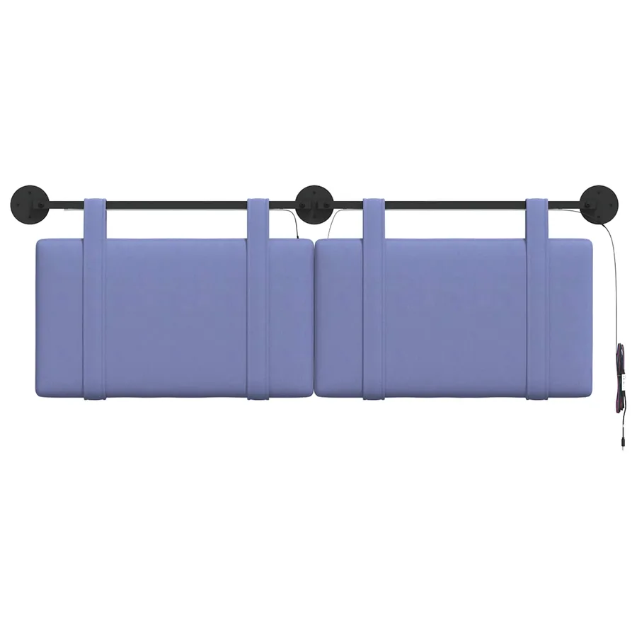 Tête de lit suspendue Avec lumière LED Bleu denim Tissu - 6