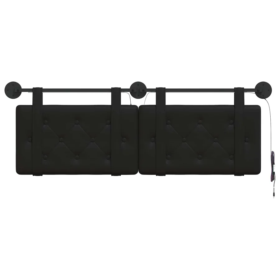 Tête de lit suspendue Avec lumière LED Noir Simili cuir - 6