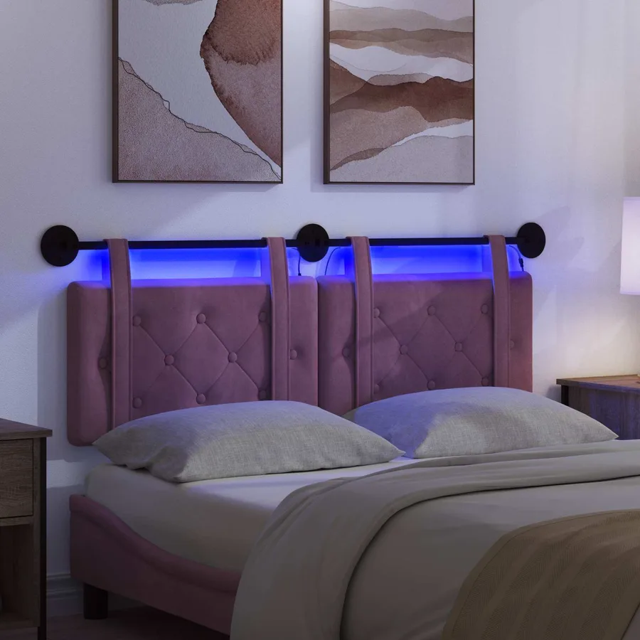 Tête de lit suspendue Avec lumière LED Pourpre Velours - 5