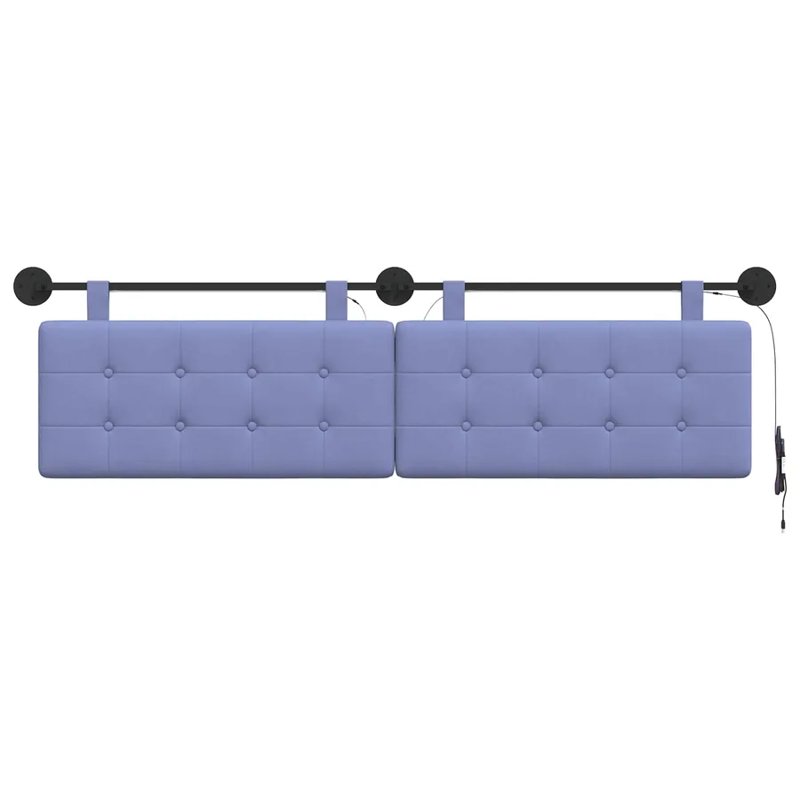 Tête de lit suspendue Avec lumière LED Bleu denim Tissu - 6