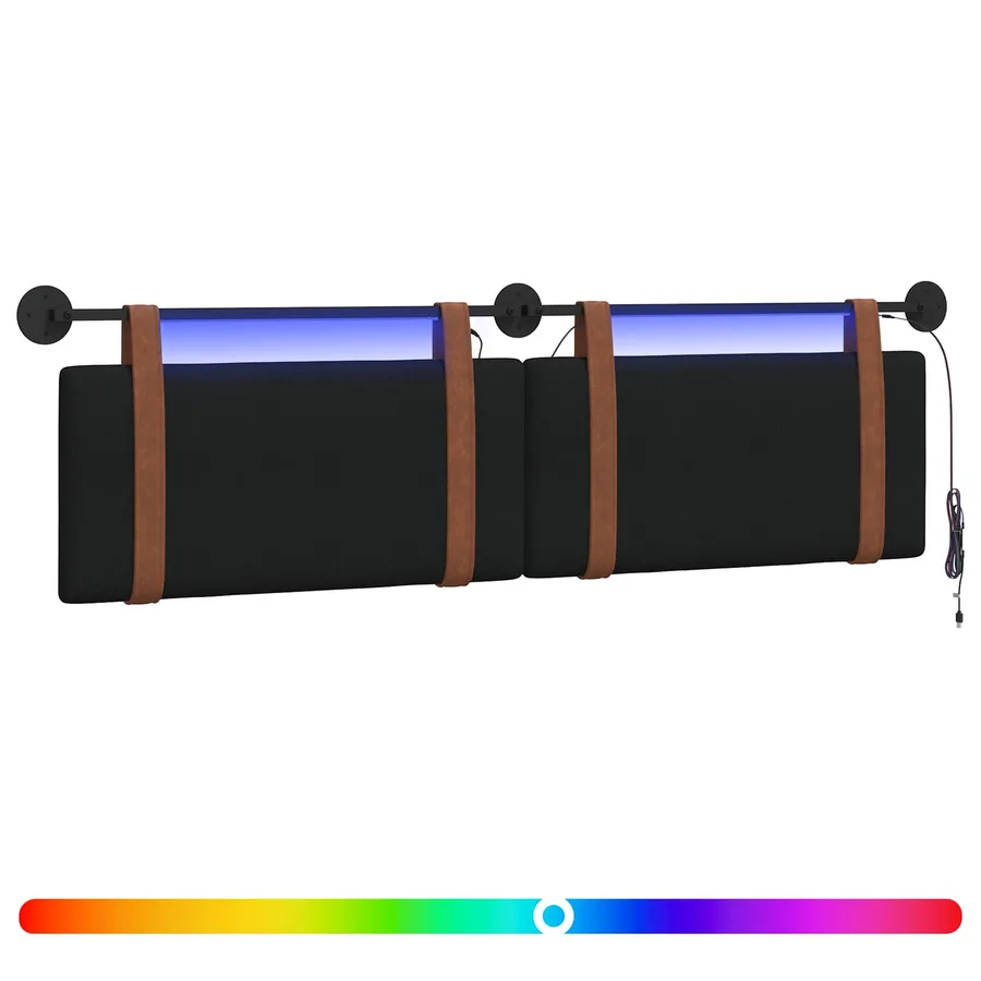 Tête de lit suspendue Avec lumière LED Noir PU antique - 2