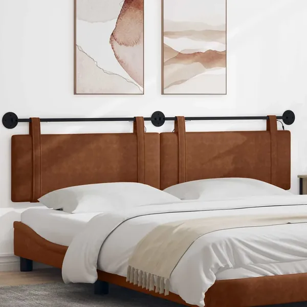 Tête de lit suspendue Avec lumière LED Marron PU antique