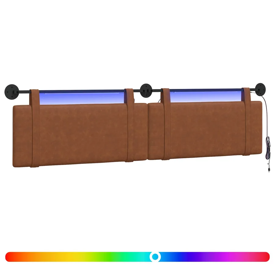 Tête de lit suspendue Avec lumière LED Marron PU antique - 2