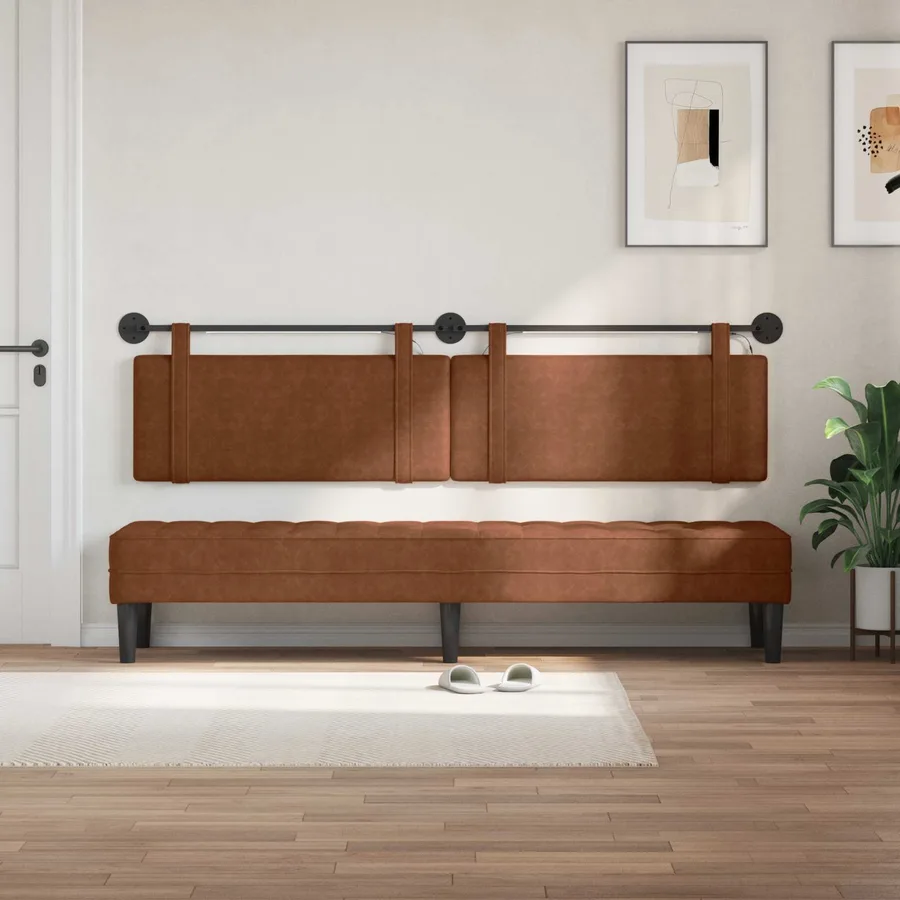 Tête de lit suspendue Avec lumière LED Marron PU antique - 3