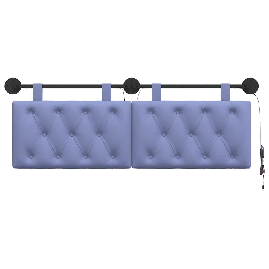Tête de lit suspendue Avec lumière LED Bleu denim Tissu - 6