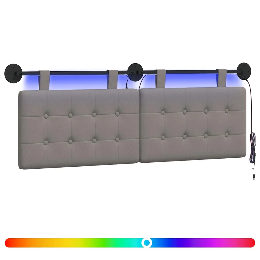 Tête de lit suspendue Avec lumière LED Taupe Tissu - 2
