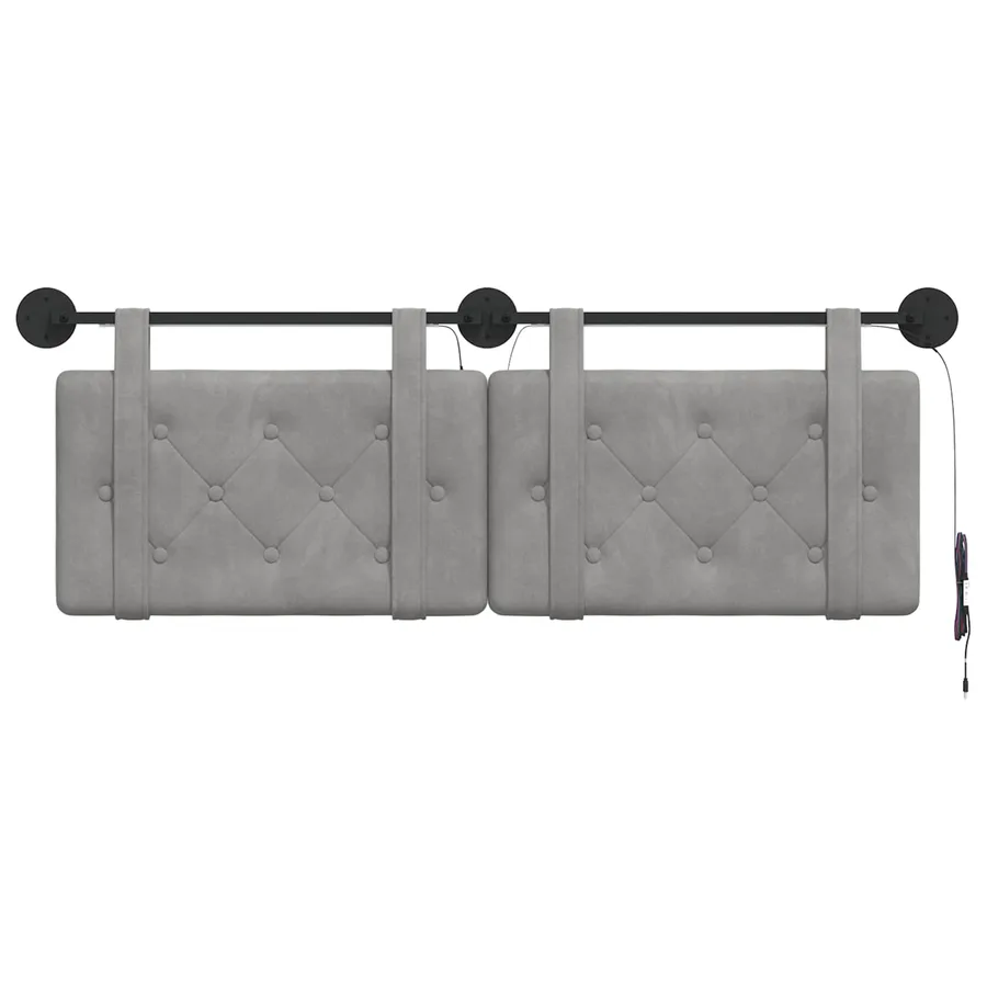 Tête de lit suspendue Avec lumière LED Gris clair Velours - 6