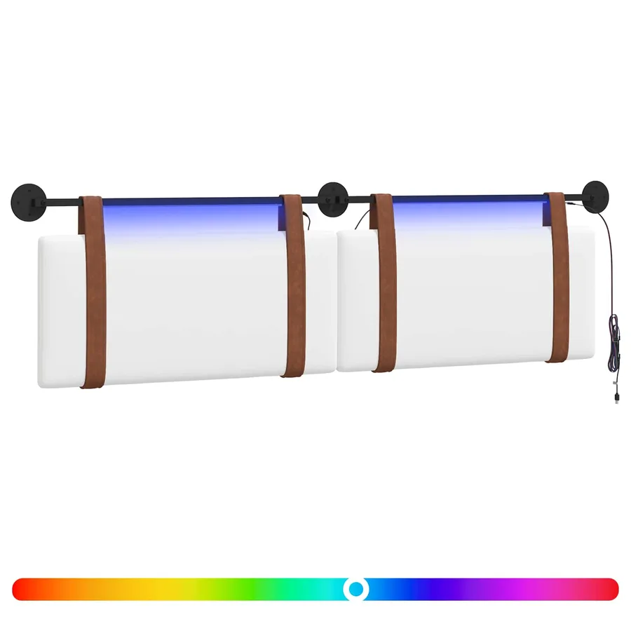 Tête de lit suspendue Avec lumière LED Blanc PU antique - 2