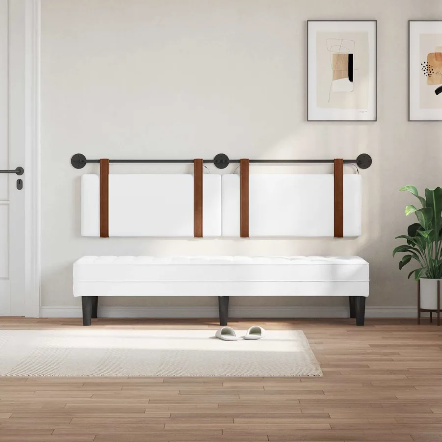 Tête de lit suspendue Avec lumière LED Blanc PU antique - 3