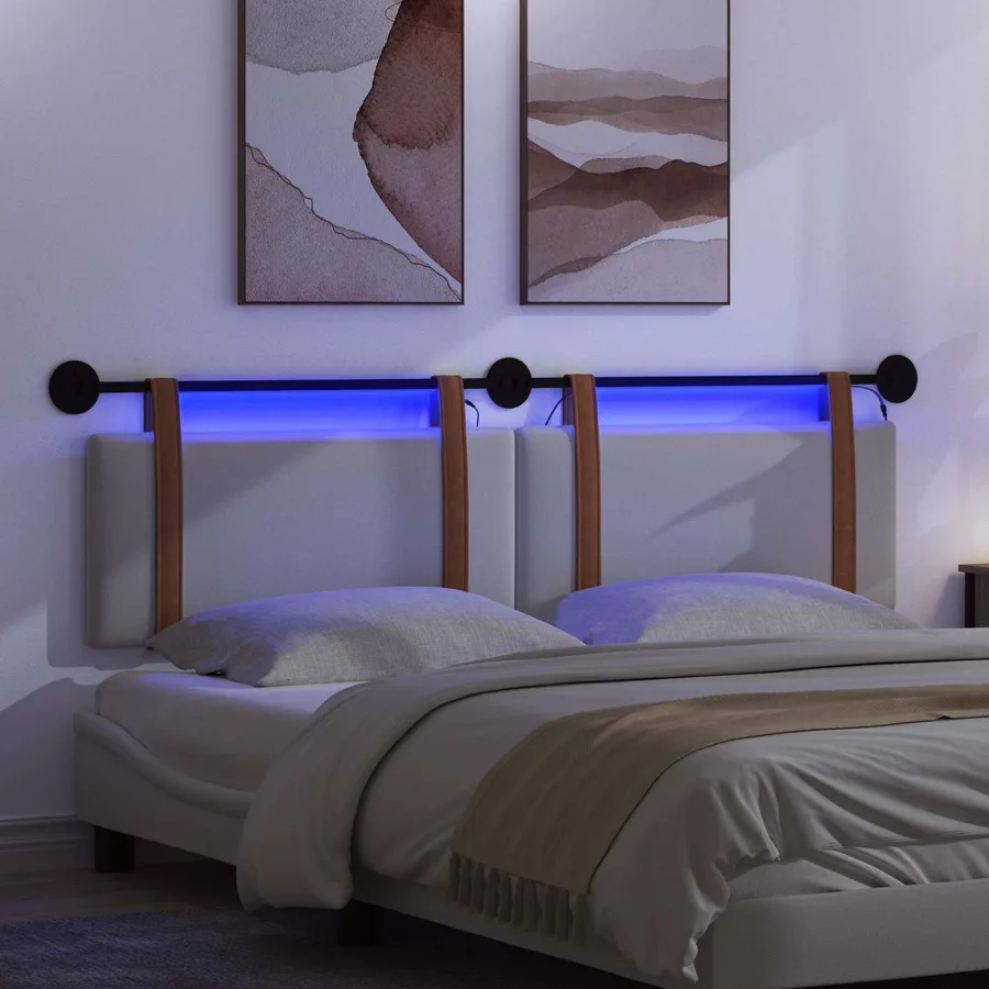 Tête de lit suspendue Avec lumière LED Blanc PU antique - 5