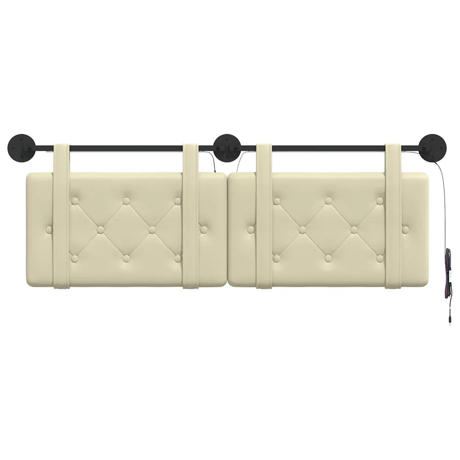 Tête de lit suspendue Avec lumière LED Crème Simili cuir - 6