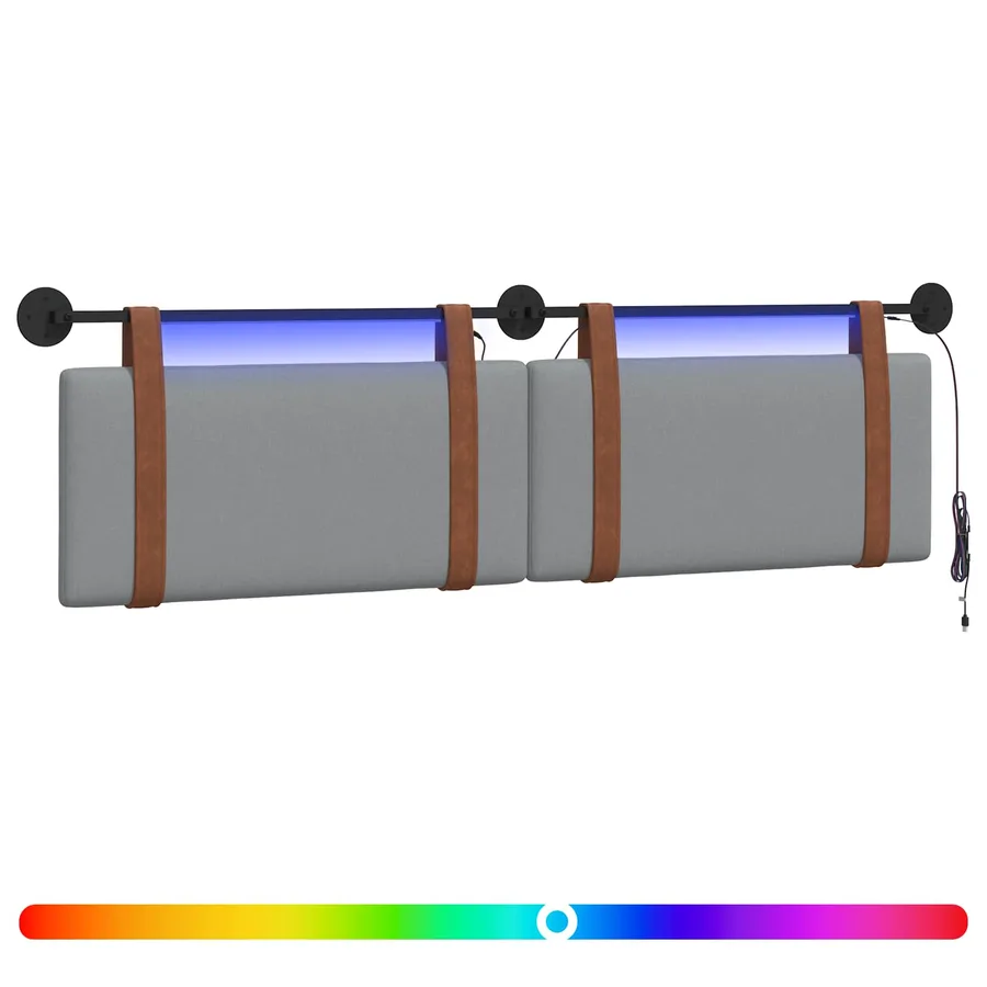 Tête de lit suspendue Avec lumière LED Gris clair PU antique - 2