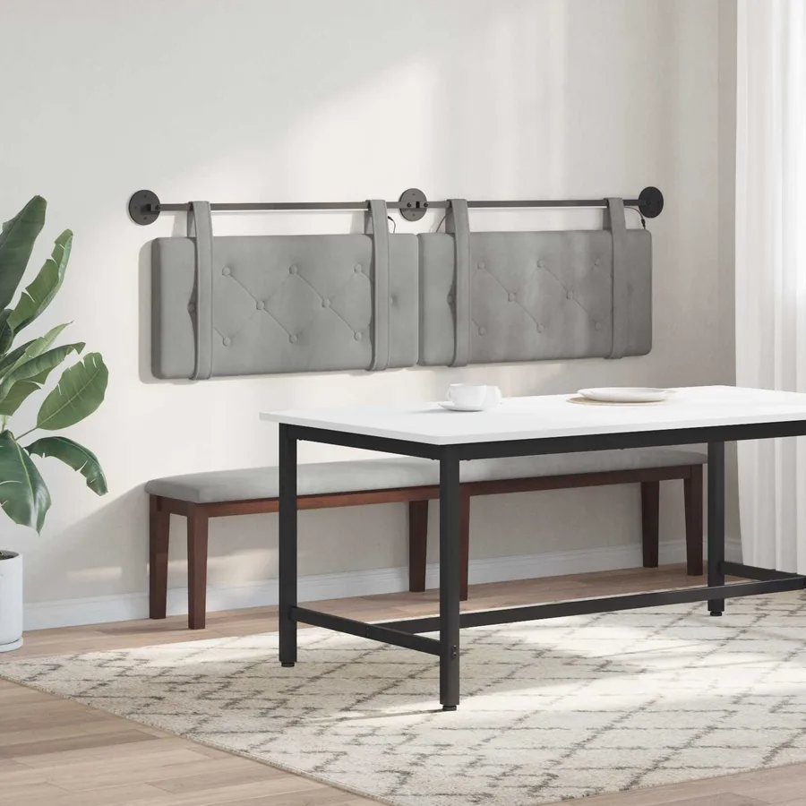 Tête de lit suspendue Avec lumière LED Gris clair Velours - 4