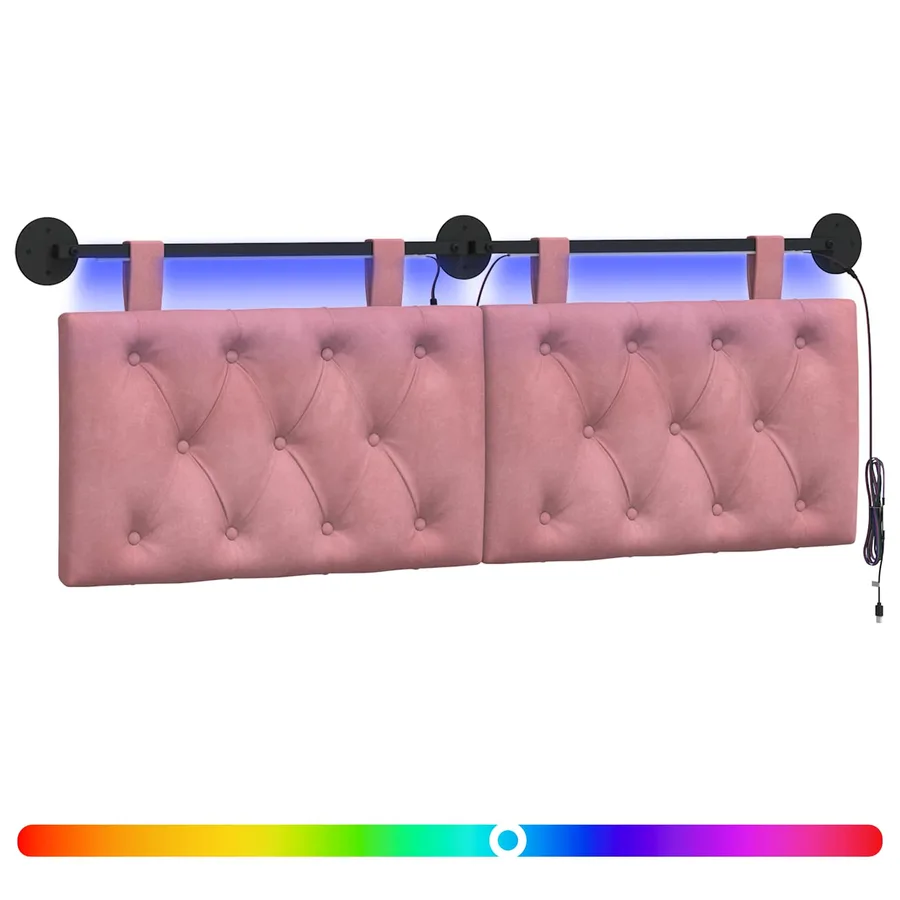 Tête de lit suspendue Avec lumière LED Rose Velours - 2