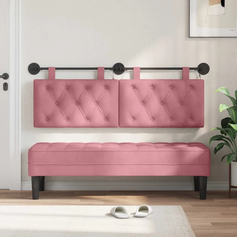 Tête de lit suspendue Avec lumière LED Rose Velours - 3